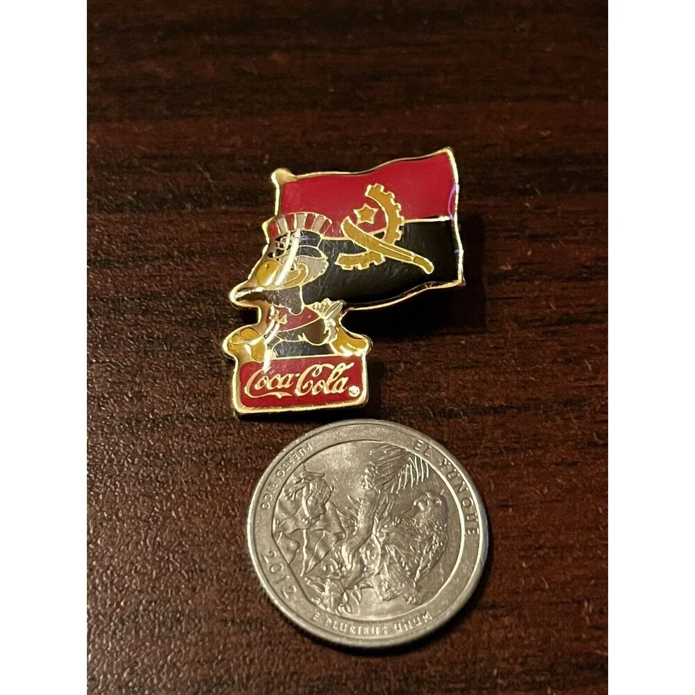 Vintage 1984 Los Angeles Olympics Coca Cola‎ Sam Eagle Angola Flag Lapel Pin